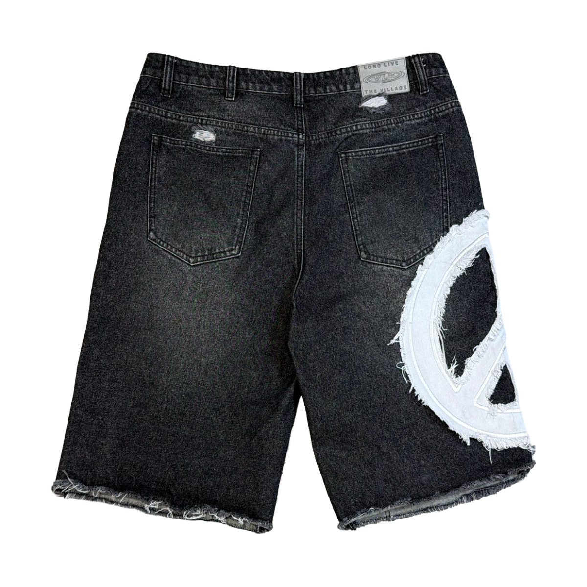 VILLAGE 'PEACE' DENIM SHORT (BLK)