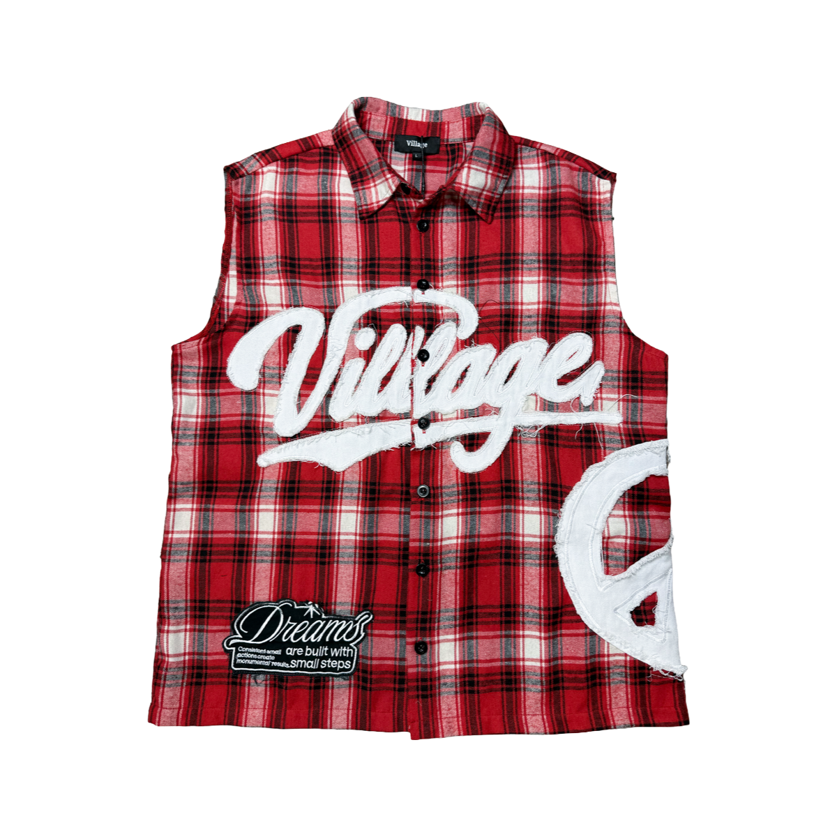 VILLAGE 'DREAMS' SLEEVELESS BUTTON UP (RED)