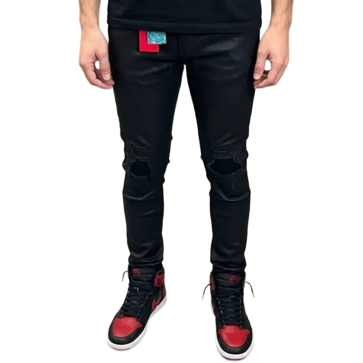 HEAVY 'MOSAIC' WAXED DENIM (BLK)
