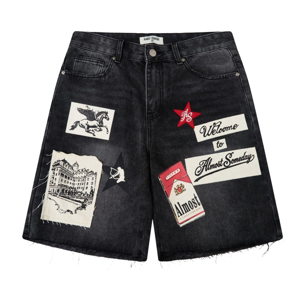 AS 'WELCOME' DENIM SHORTS