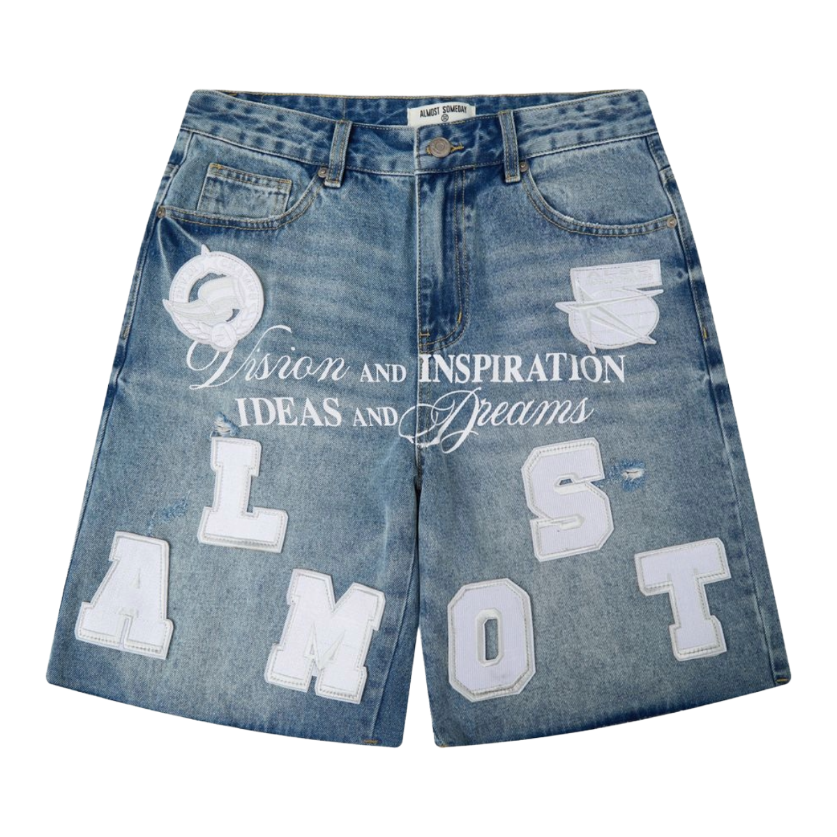 AS 'LETTERMAN' DENIM SHORTS (BLUE)