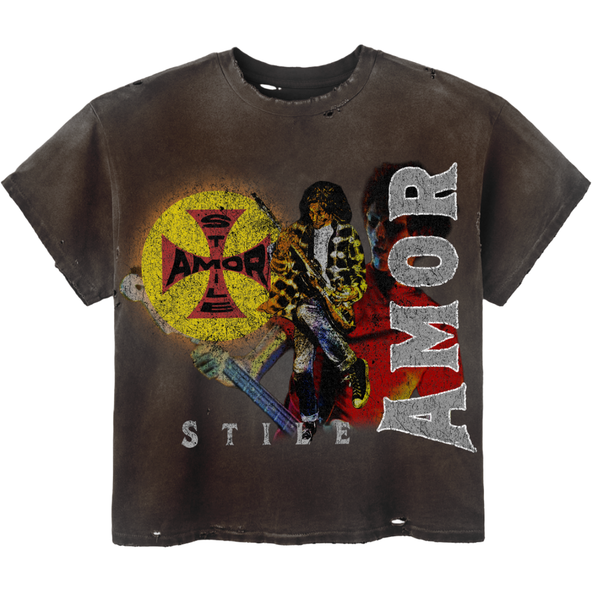 SDA 'CROCCE' SS TEE (BRWN WSH)