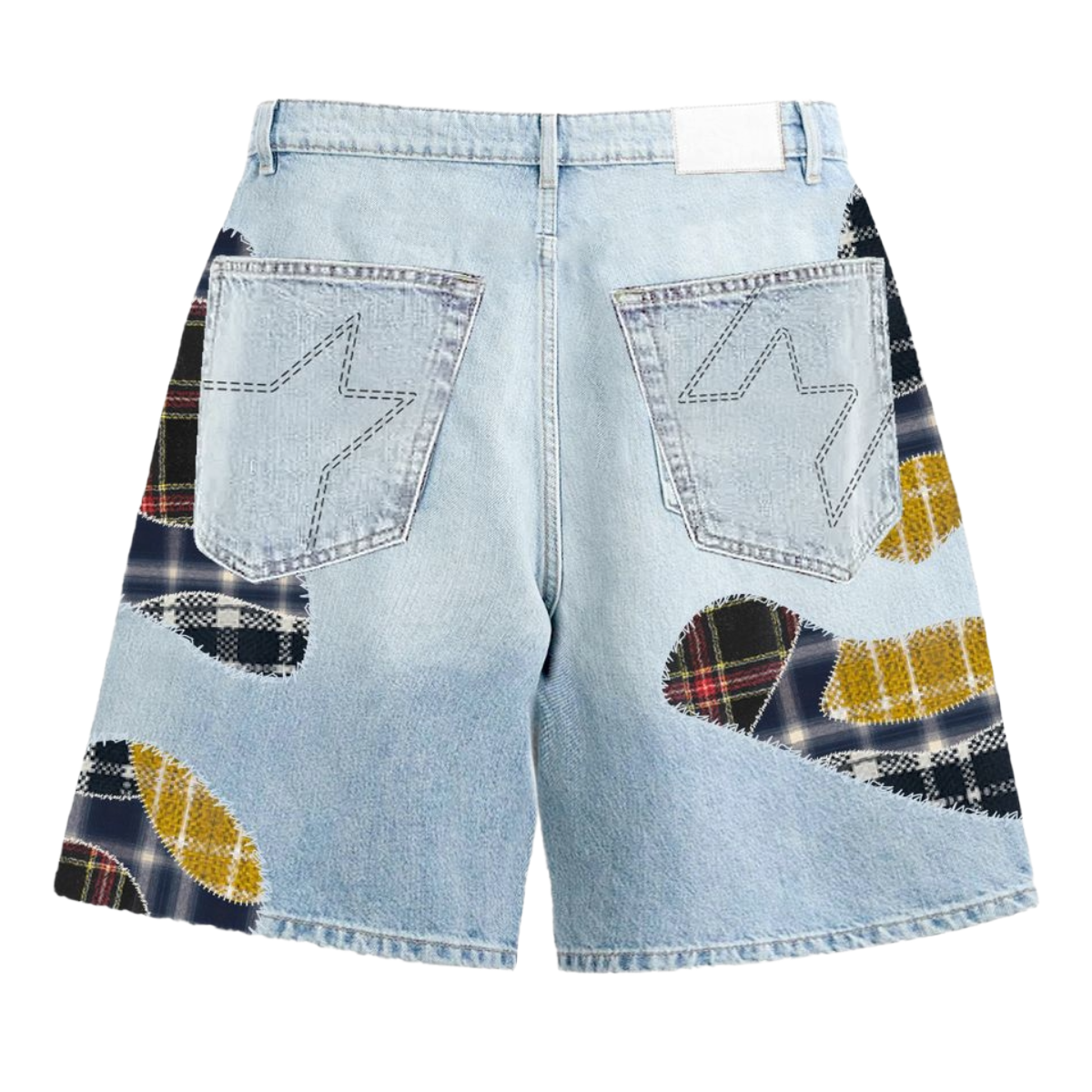 FR 'CLASHING' FLANNEL DENIM SHORTS (BLUE)