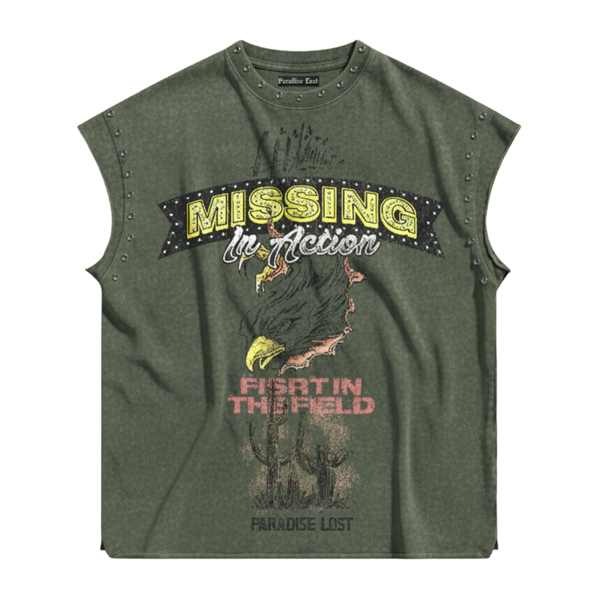 PL 'DESTRUCTION THEORY' SLEEVELESS TEE (GRN)