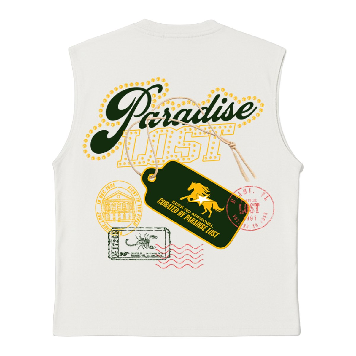 PL 'LOST PASSPORT' SLEEVELESS TEE (CRM)