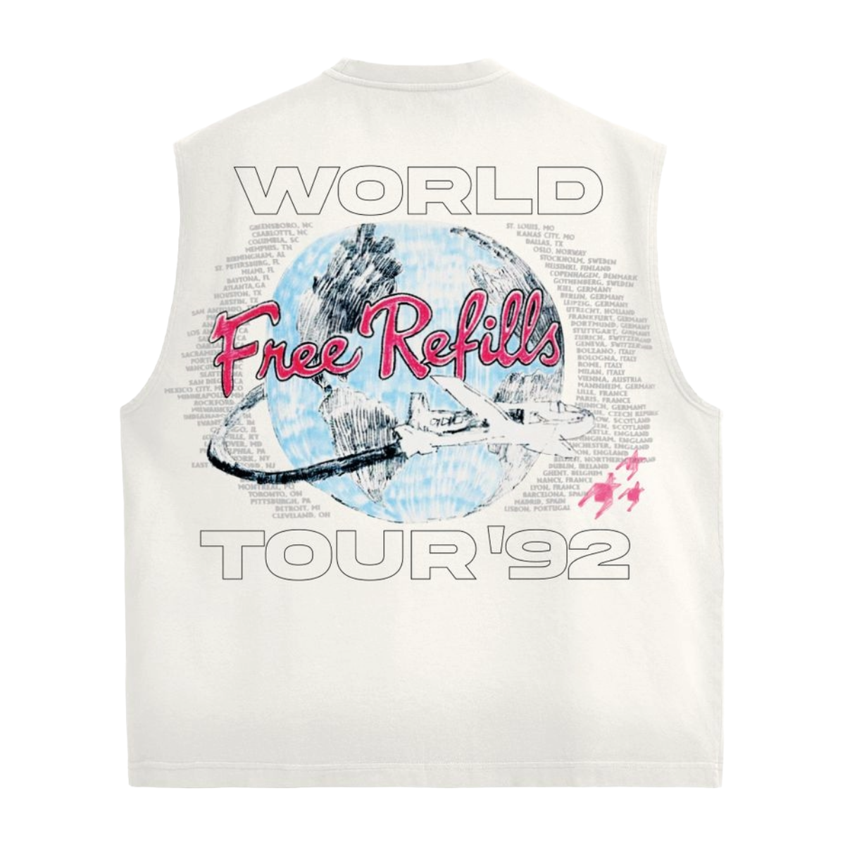 FR 'WORLD' SLEEVELESS TEE (OFF WHT)