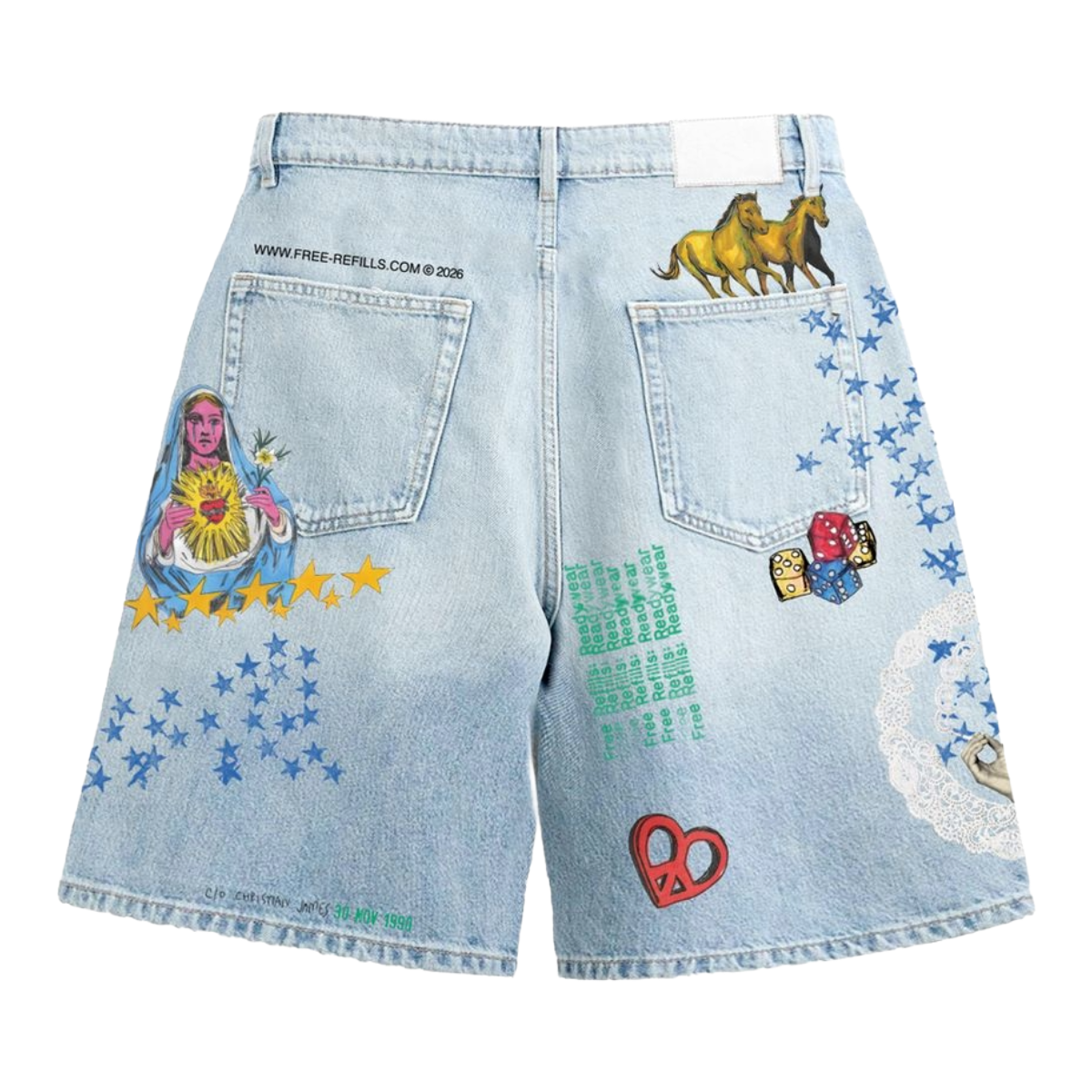 FR 'COLLAGE' DENIM SHORTS (LT BLUE)