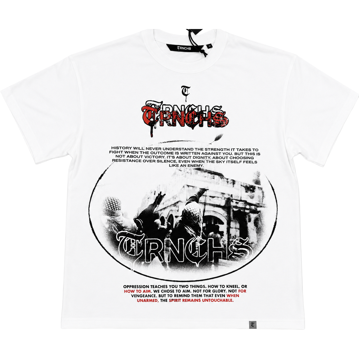 TRNCHS 'OPRESSION' SS TEE (WHT)