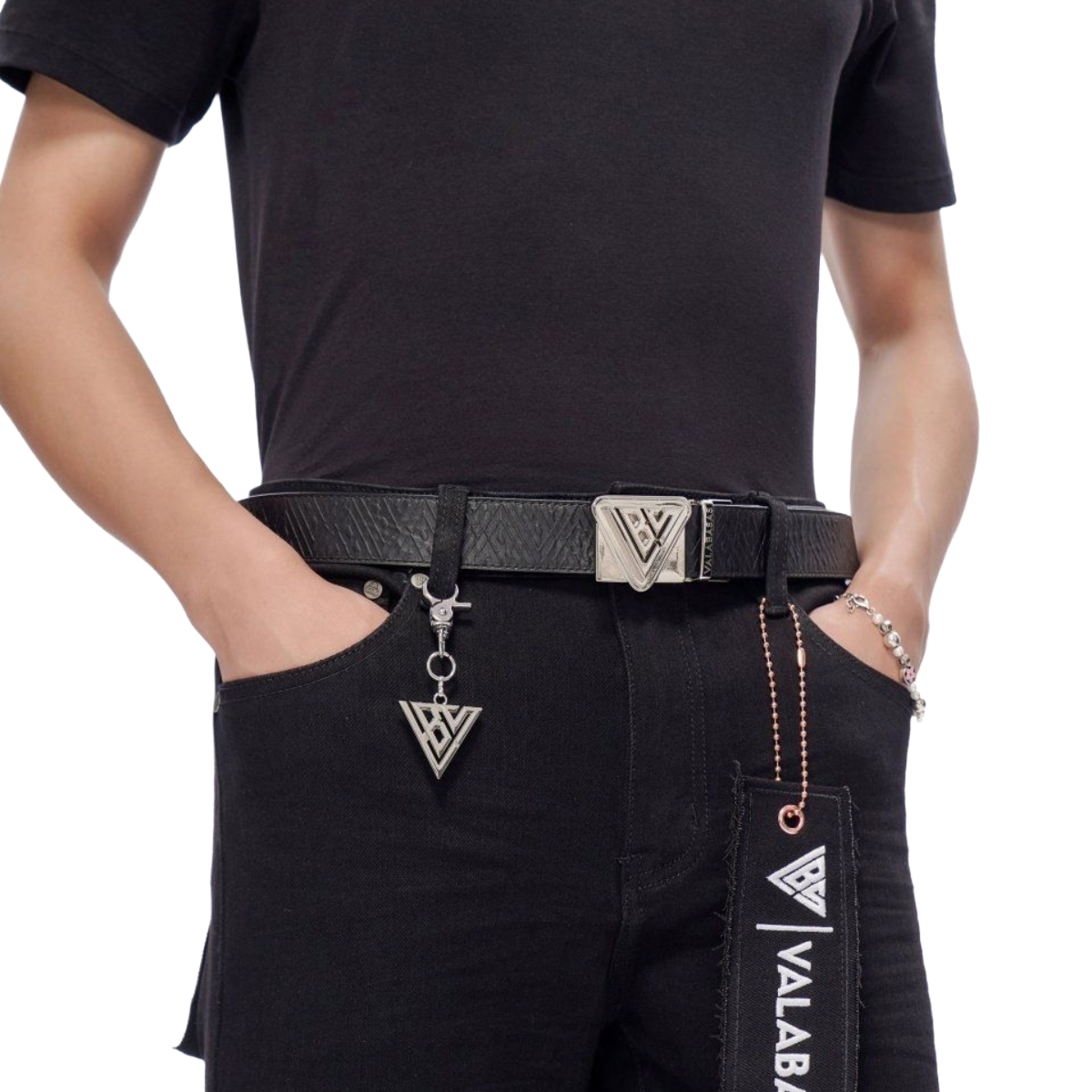 VALABASAS "SAIR" BLACK LEATHER BELT