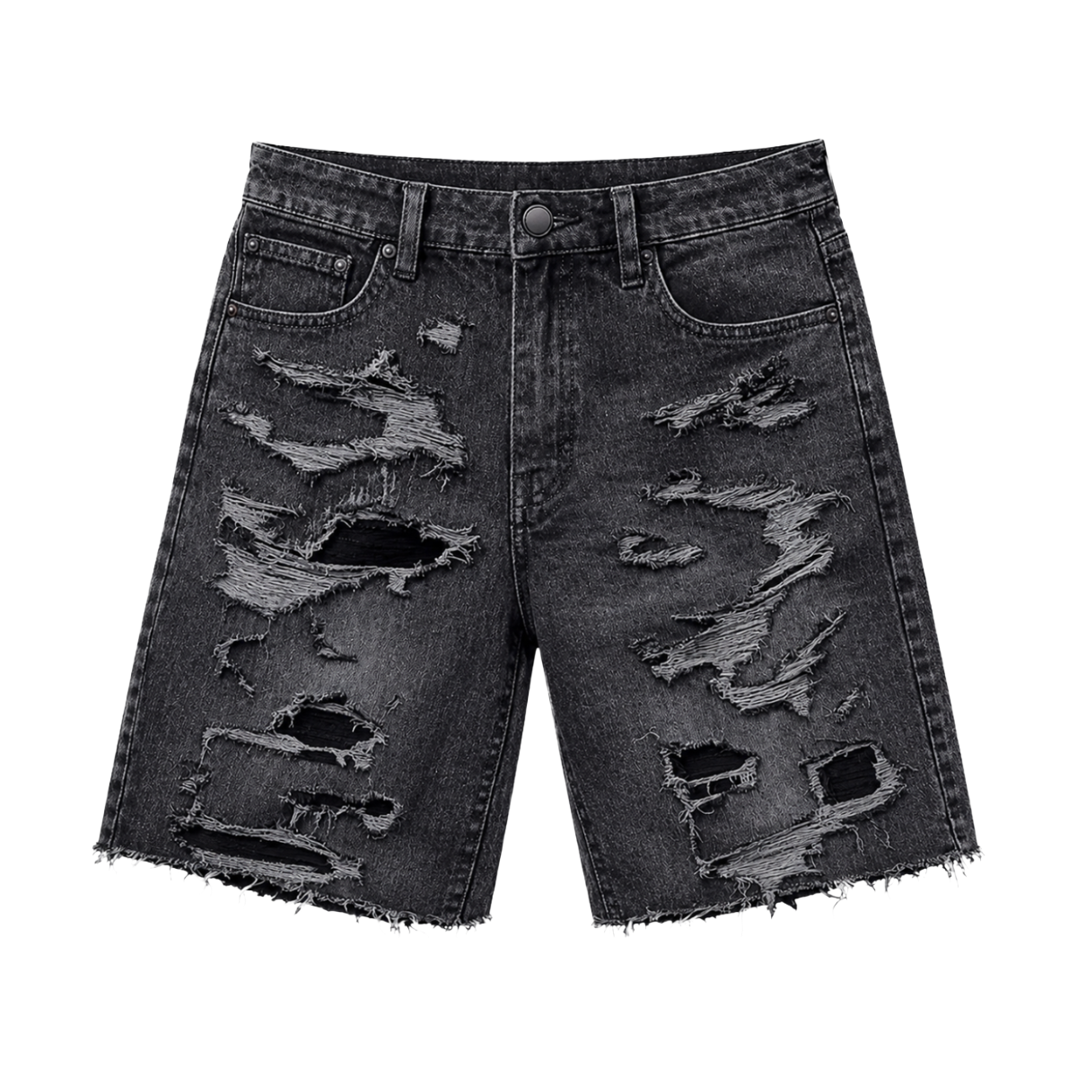 WAIMEA RIPPED BLACK WASH DENIM SHORT
