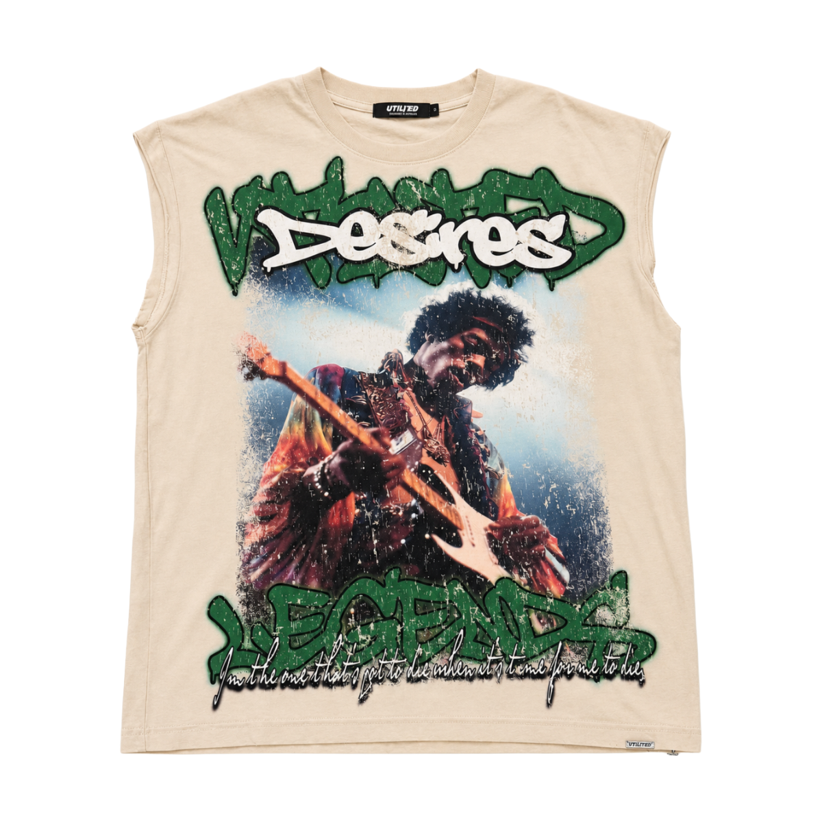 VTILTED 'ROLLING LOUD' SLEEVELESS TEE (BEIGE)