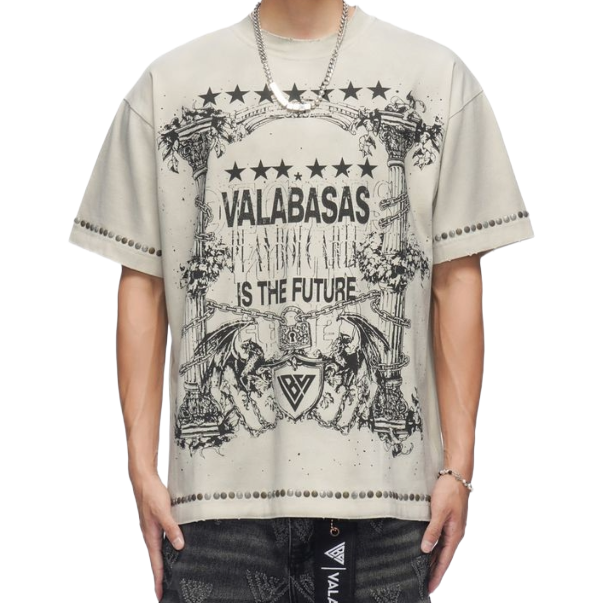 VALABASAS 'PARCHMENT' SS TEE (VTG LT GREY)