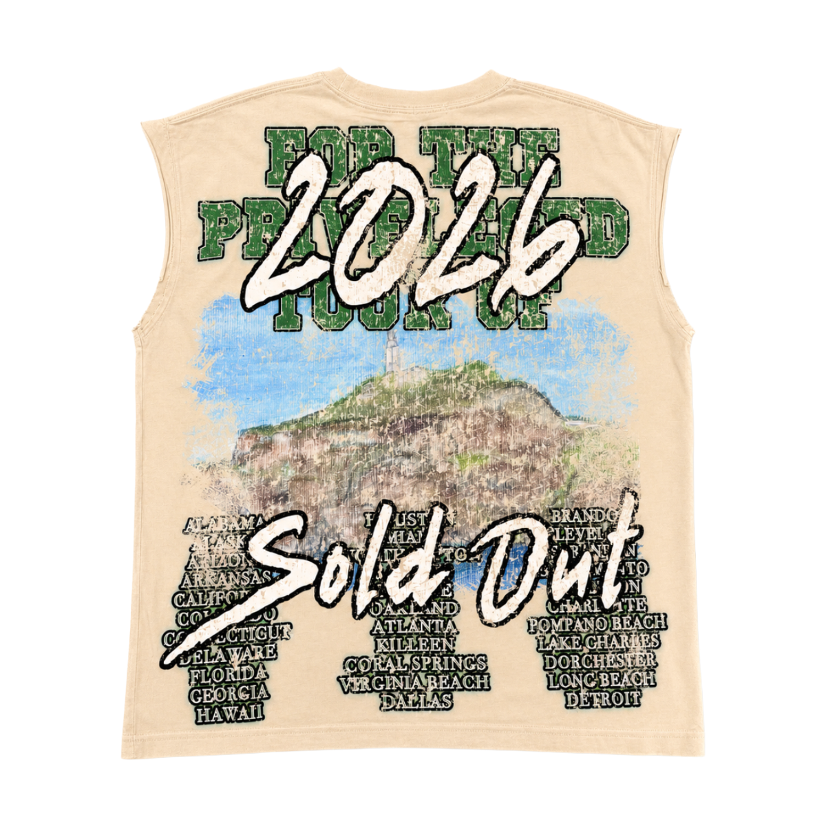 VTILTED 'ROLLING LOUD' SLEEVELESS TEE (BEIGE)