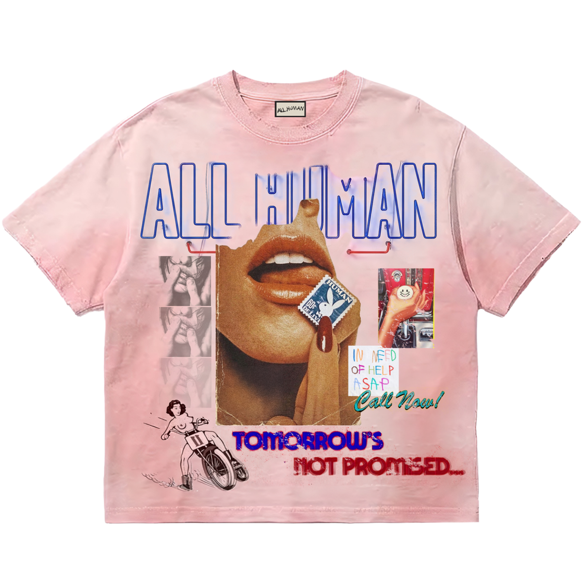 AH 'DIGITS' SS WASHED TEE (LT PINK)