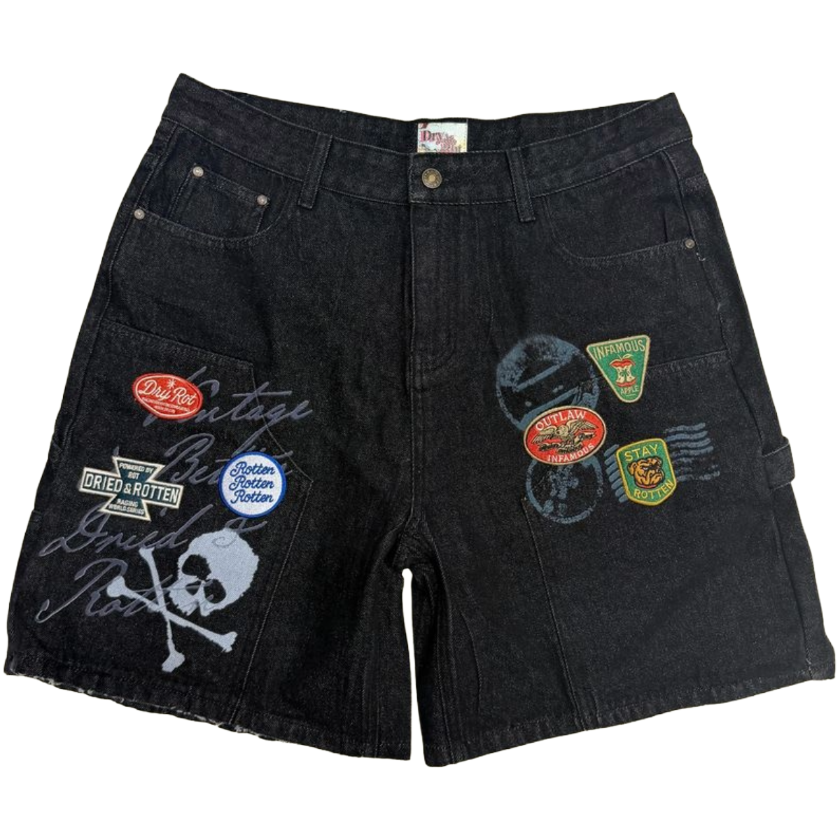 DRY ROT 'OUTLAW' DENIM SHORTS (BLK)