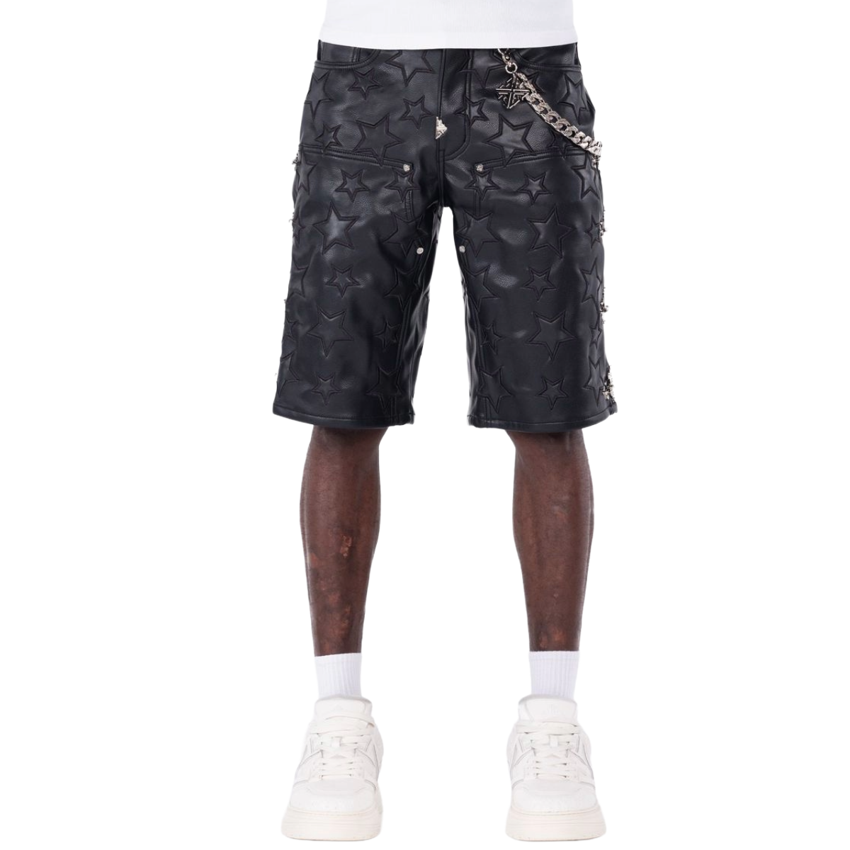 GUAPI 'ALL THE STARS' LEATHER SHORTS (BLK)