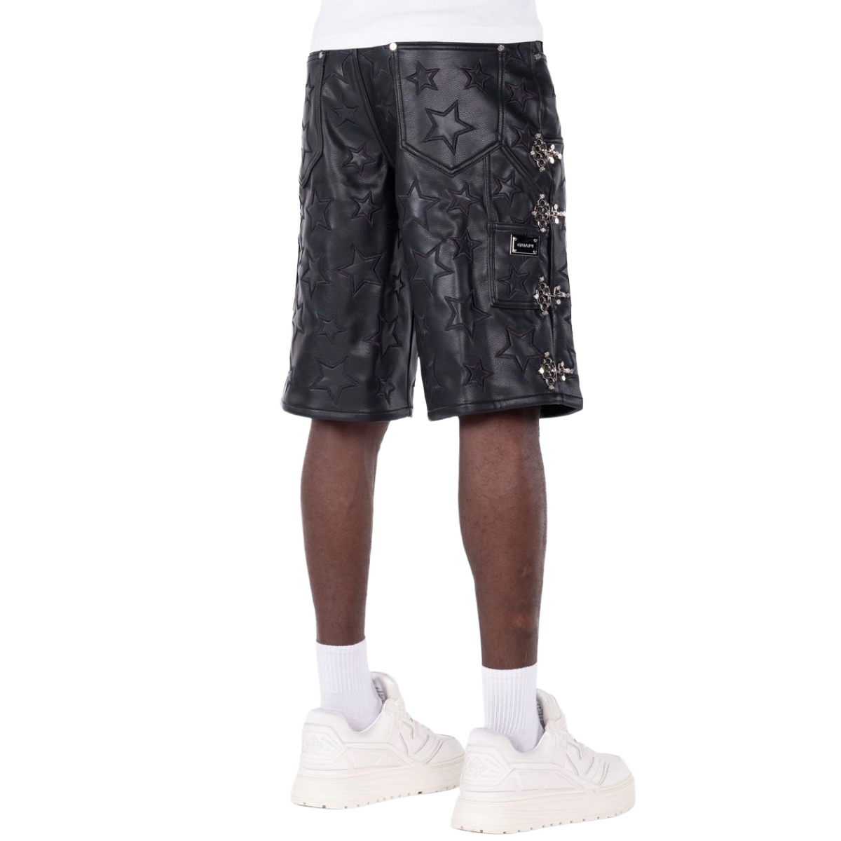 GUAPI 'ALL THE STARS' LEATHER SHORTS (BLK)