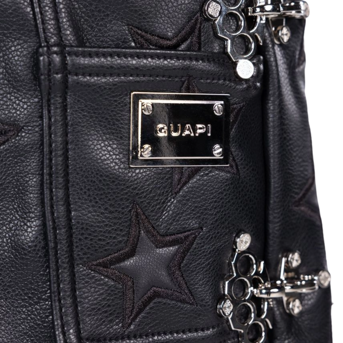 GUAPI 'ALL THE STARS' LEATHER SHORTS (BLK)