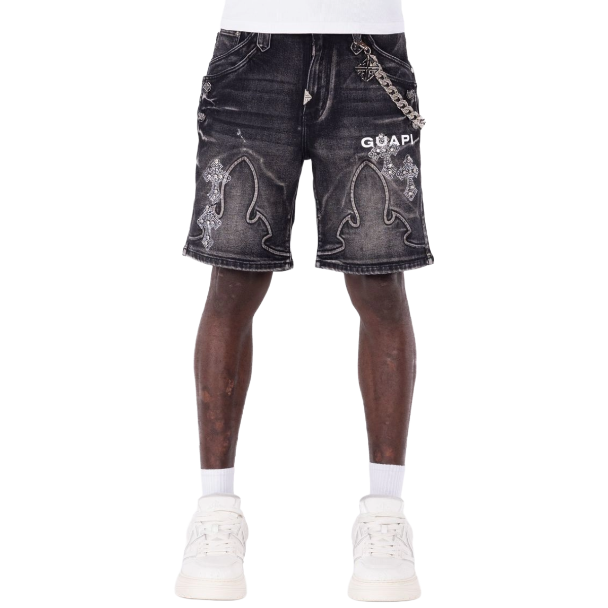 GUAPI 'FADED OBSIDIAN' DENIM SHORTS (BLK)