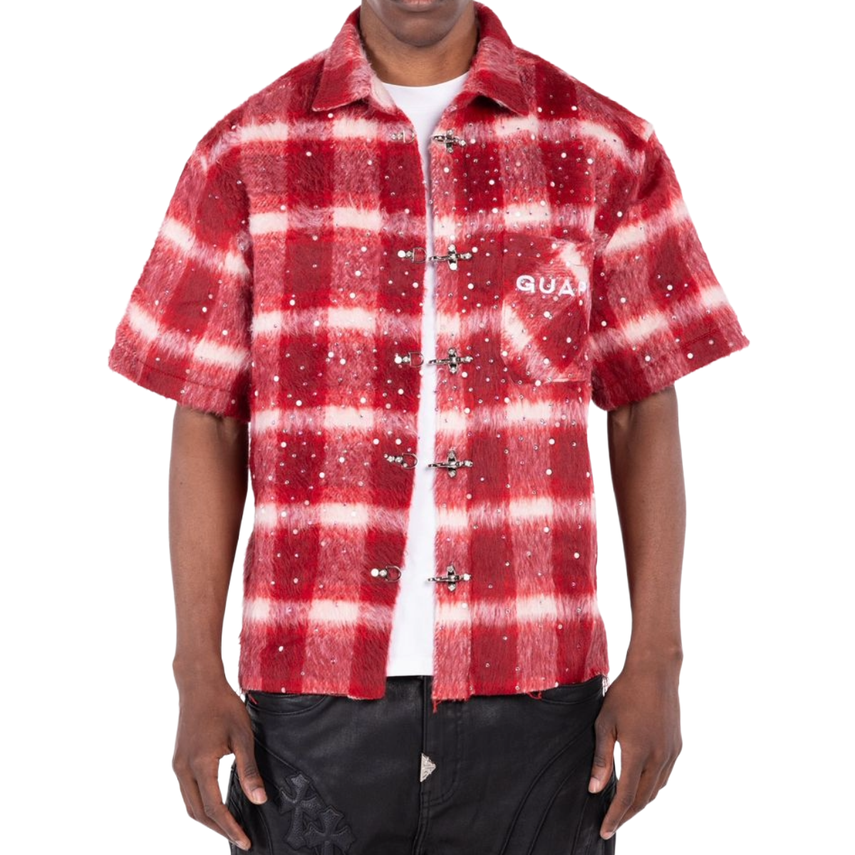 GUAPI 'RED INFERNO' SS BUTTON UP (RED)