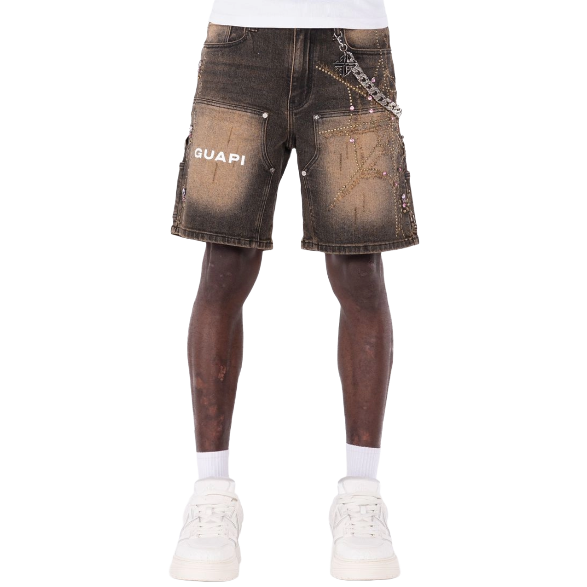 GUAPI 'SPIDER' DENIM SHORTS (VTG BRWN)
