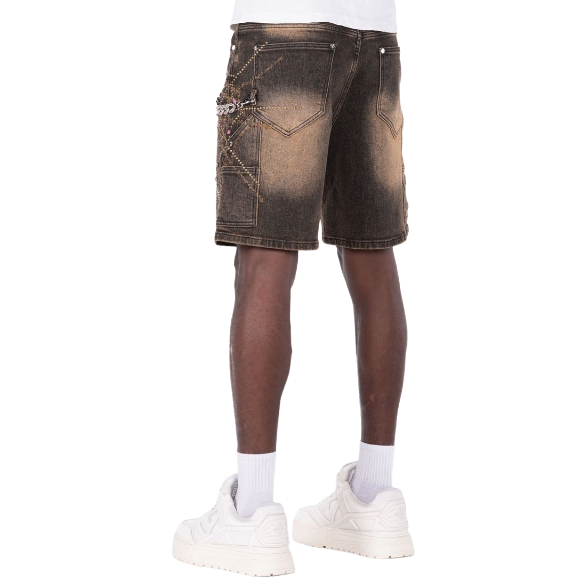 GUAPI 'SPIDER' DENIM SHORTS (VTG BRWN)