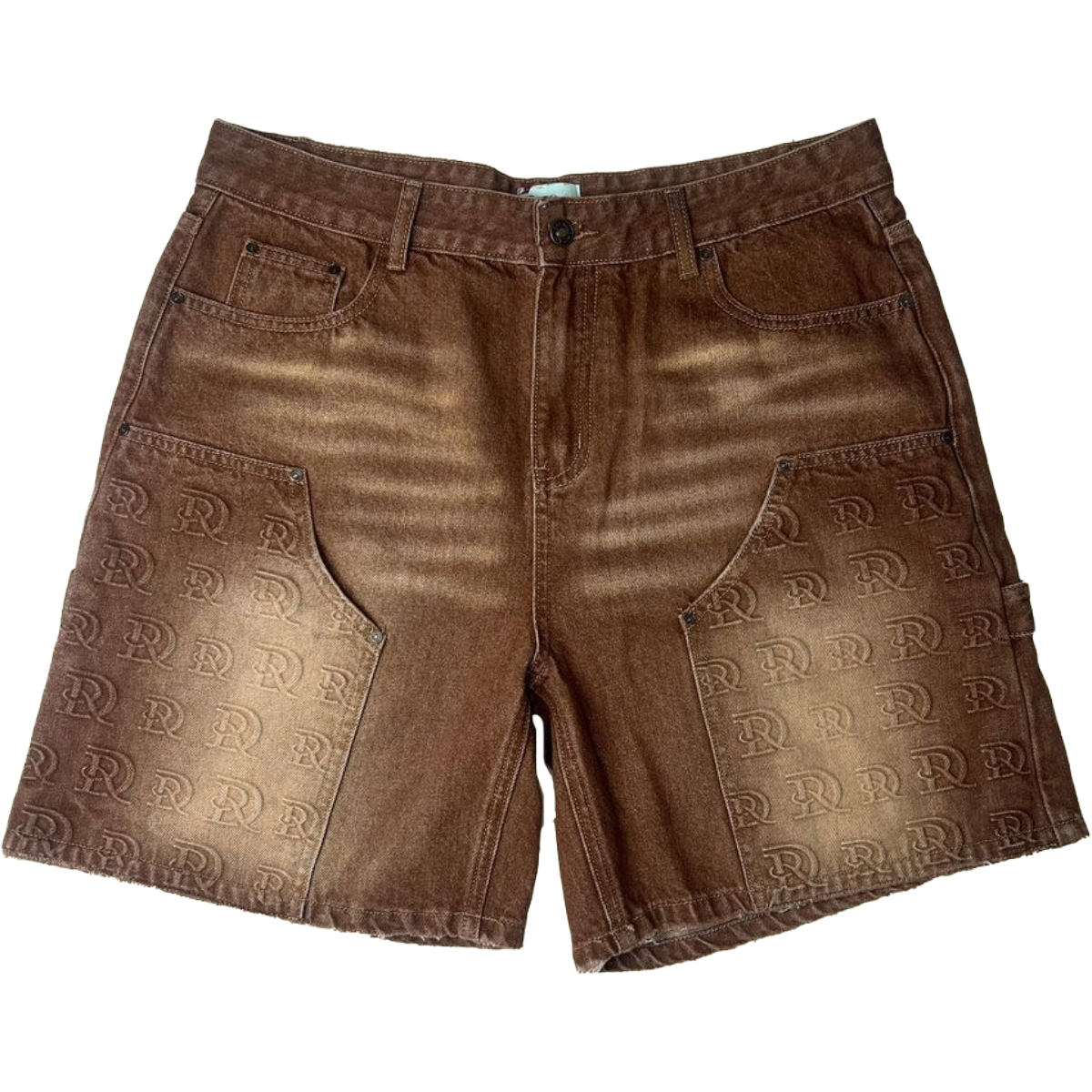 DRY ROT 'DR. STAMPED' DENIM SHORTS (BRWN)