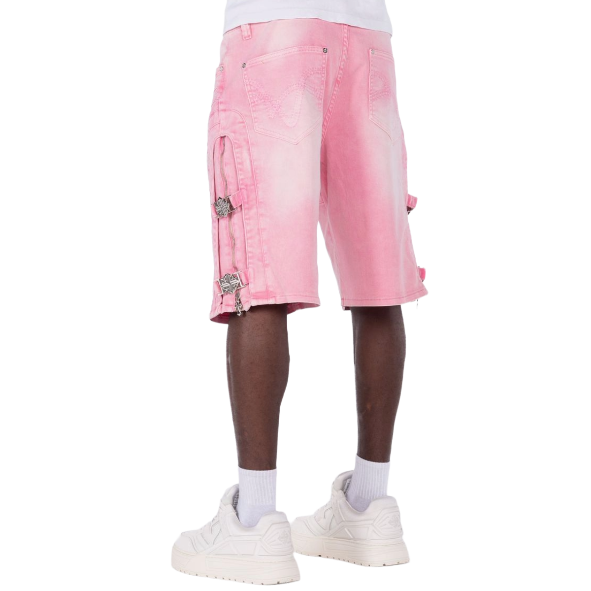 GUAPI 'CROSS BUCKLE' DENIM SHORTS (FRENCH ROSE)