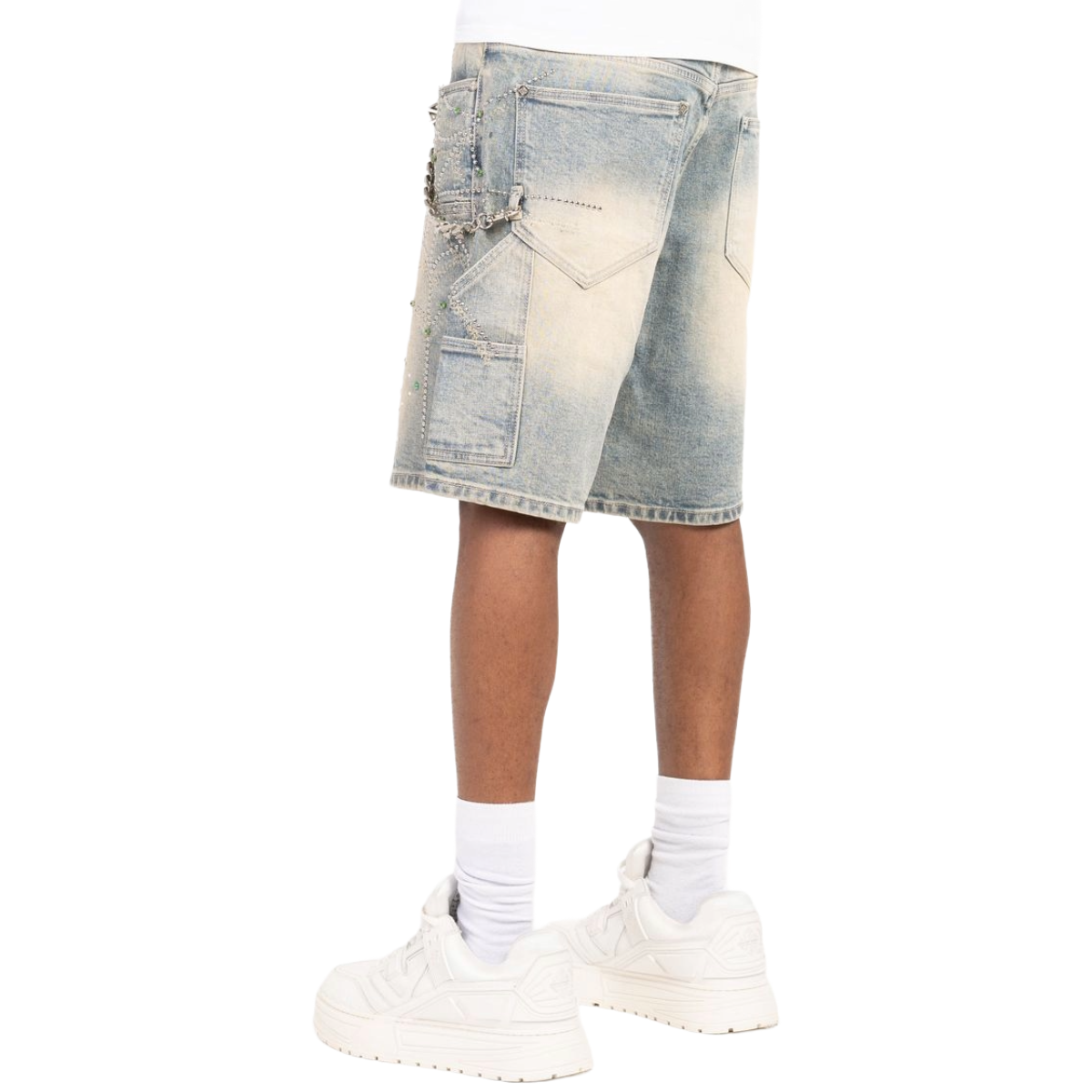 GUAPI 'EMERALD' SPIDER DENIM SHORTS (BLUE)