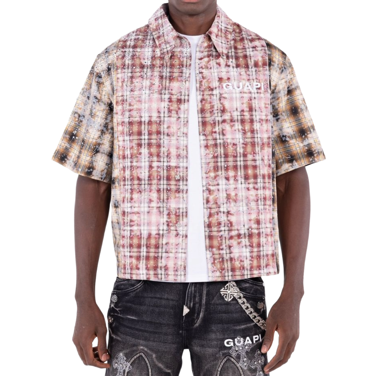 GUAPI 'ECLIPSE' SS BUTTON UP (LT RED)