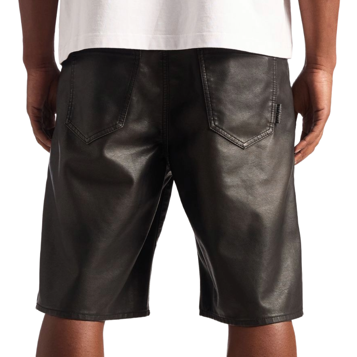 EMBELLISH 'MIDNIGHT' LEATHER DENIM SHORTS (BLK)
