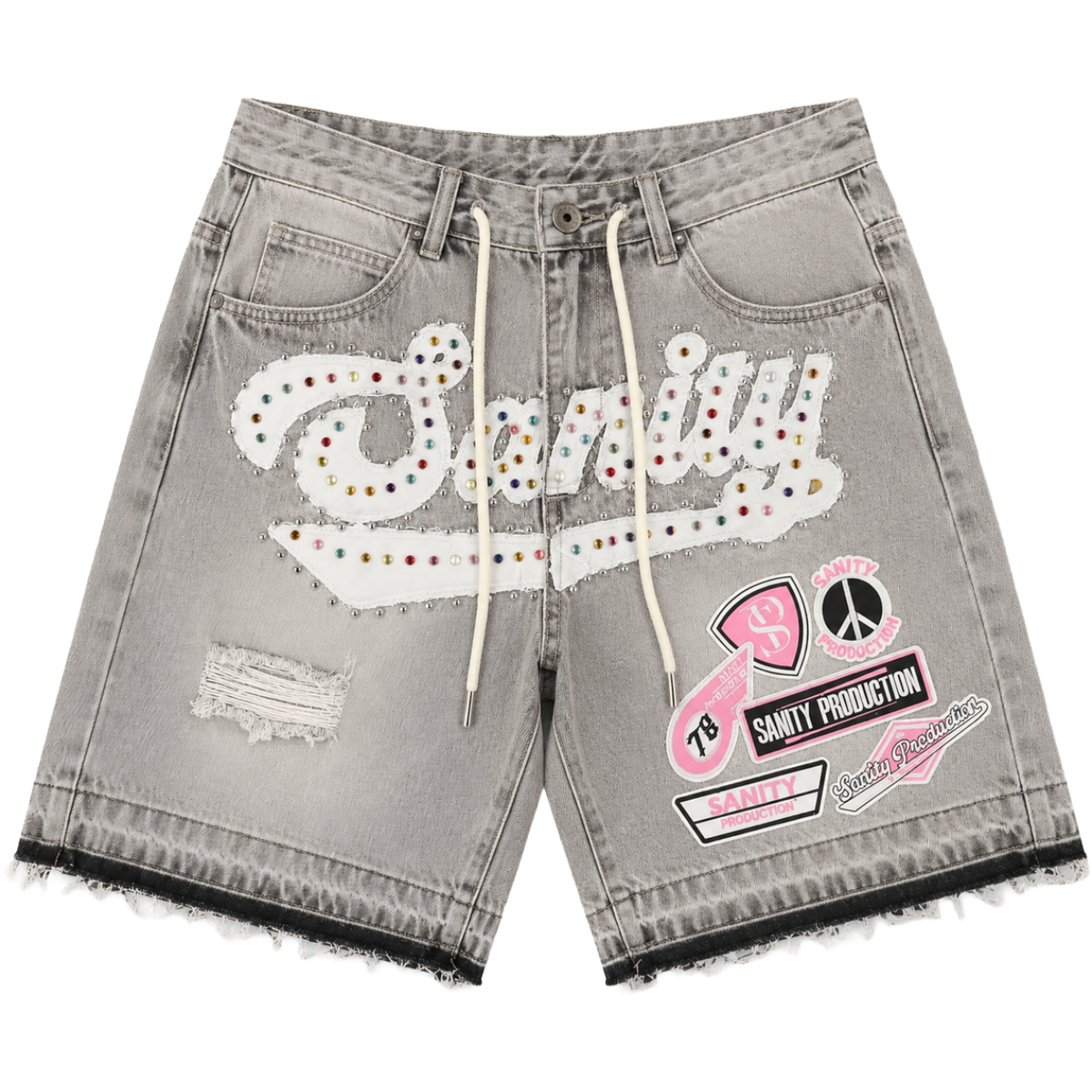 POLITICS 'SANITY' DENIM SHORTS (GRY)