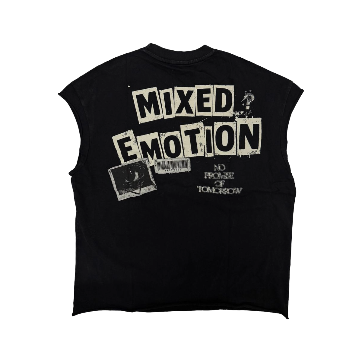 ME 'NEWSPAPER' SLEEVELESS TEE (BLK)