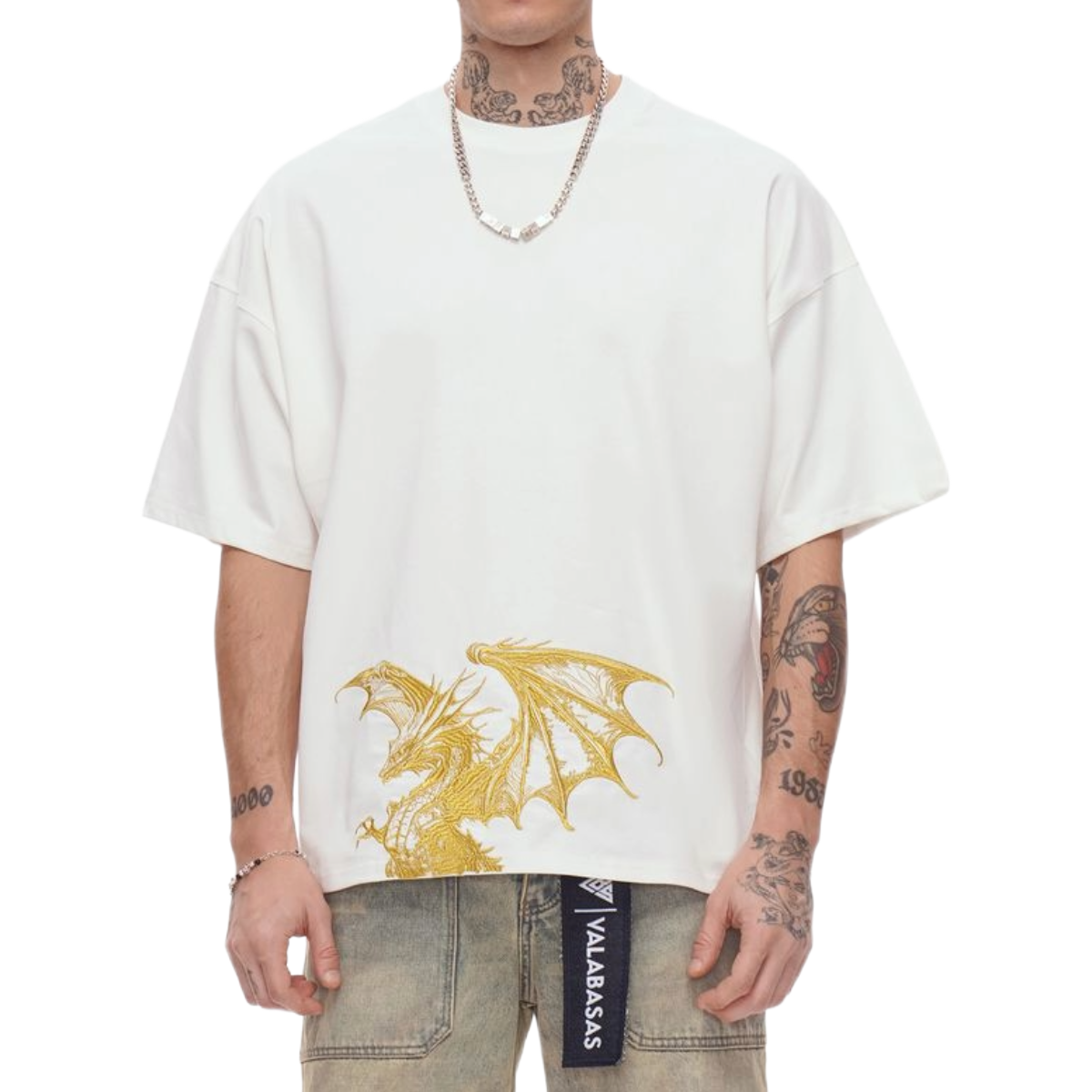VALABASAS 'KUNJI' SS TEE (WHT/GOLD)