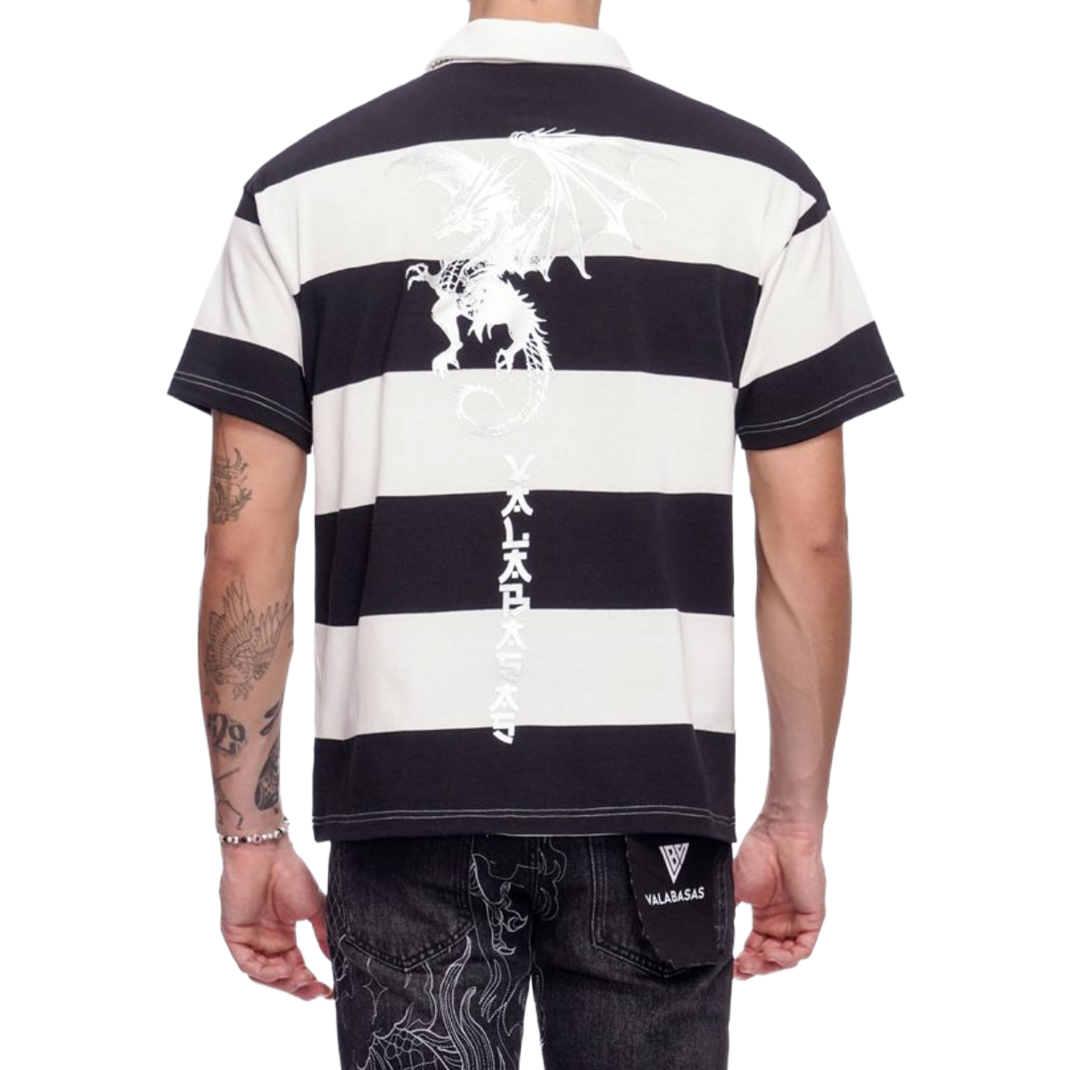 VALABASAS 'KAIJU' SS COLLAR SHIRT (BLK/WHT)