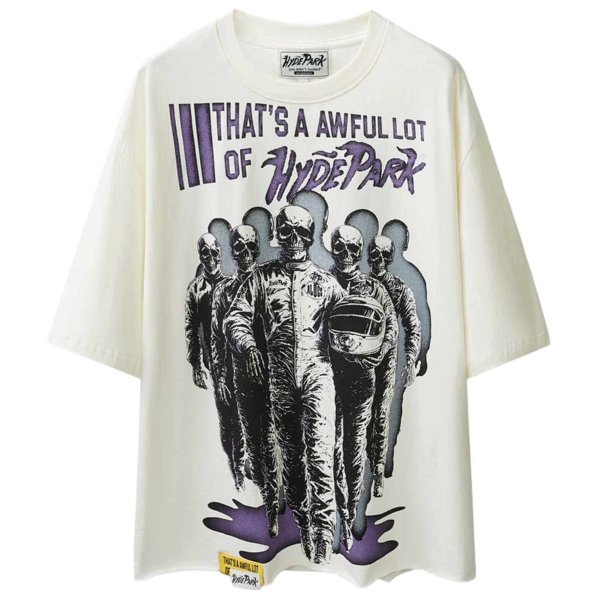 HP WHITE 'COUGH SYRUP MOTOR RACER' TEE (ALOCS X HP)