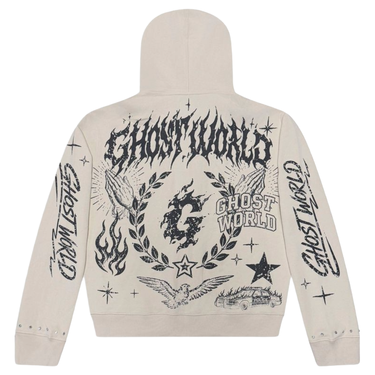 GW 'PRAYER' ZIP-UP HOODIE (BONE)