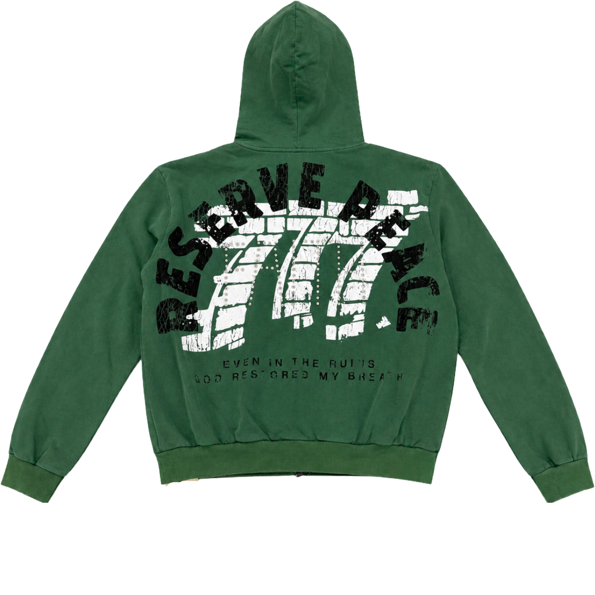 RESERVE '777' ZIP-UP HOODIE (GRN)