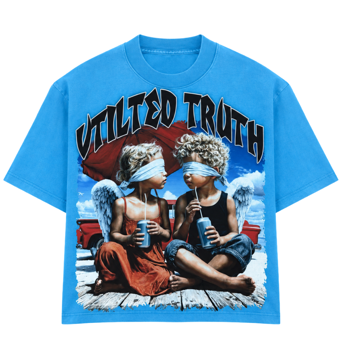 VTILTED 'TRUTH' SS TEE (LT BLU)