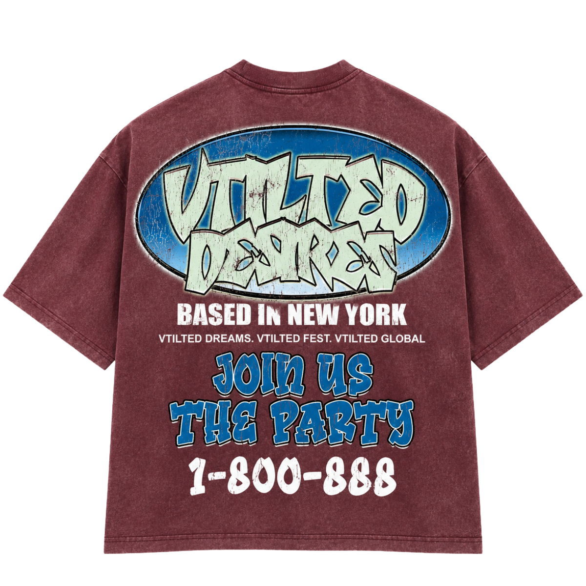VTILTED '1-800' SS TEE (BGNDY)