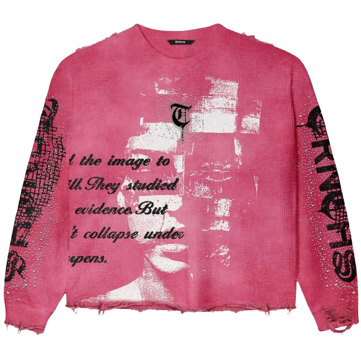 TRNCHS 'SHARPENED IDENTITY' LS CREWNECK (HOT PNK)