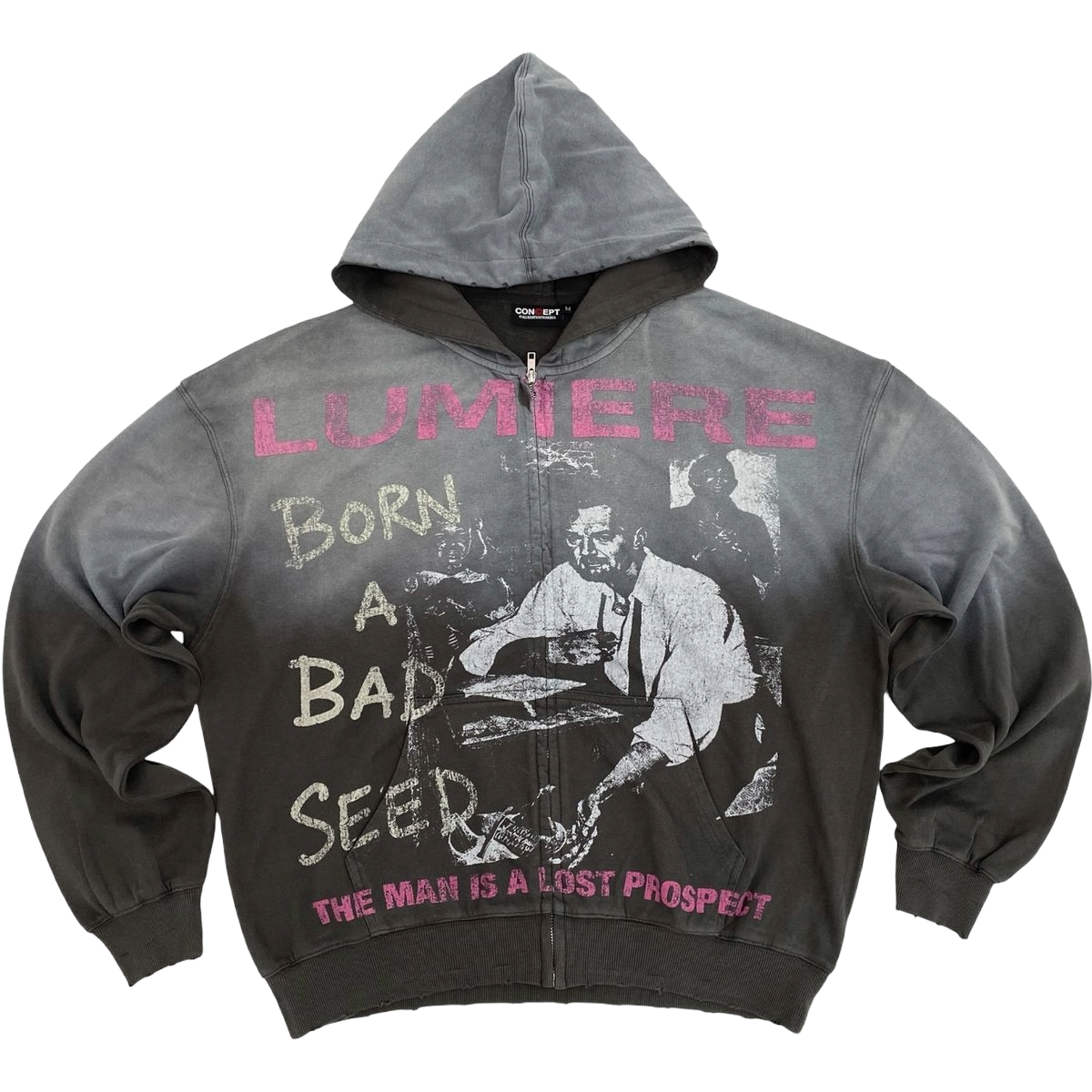 CONCEPT 'BAD SEED' ZIP-UP HOODIE (GRY WASH)