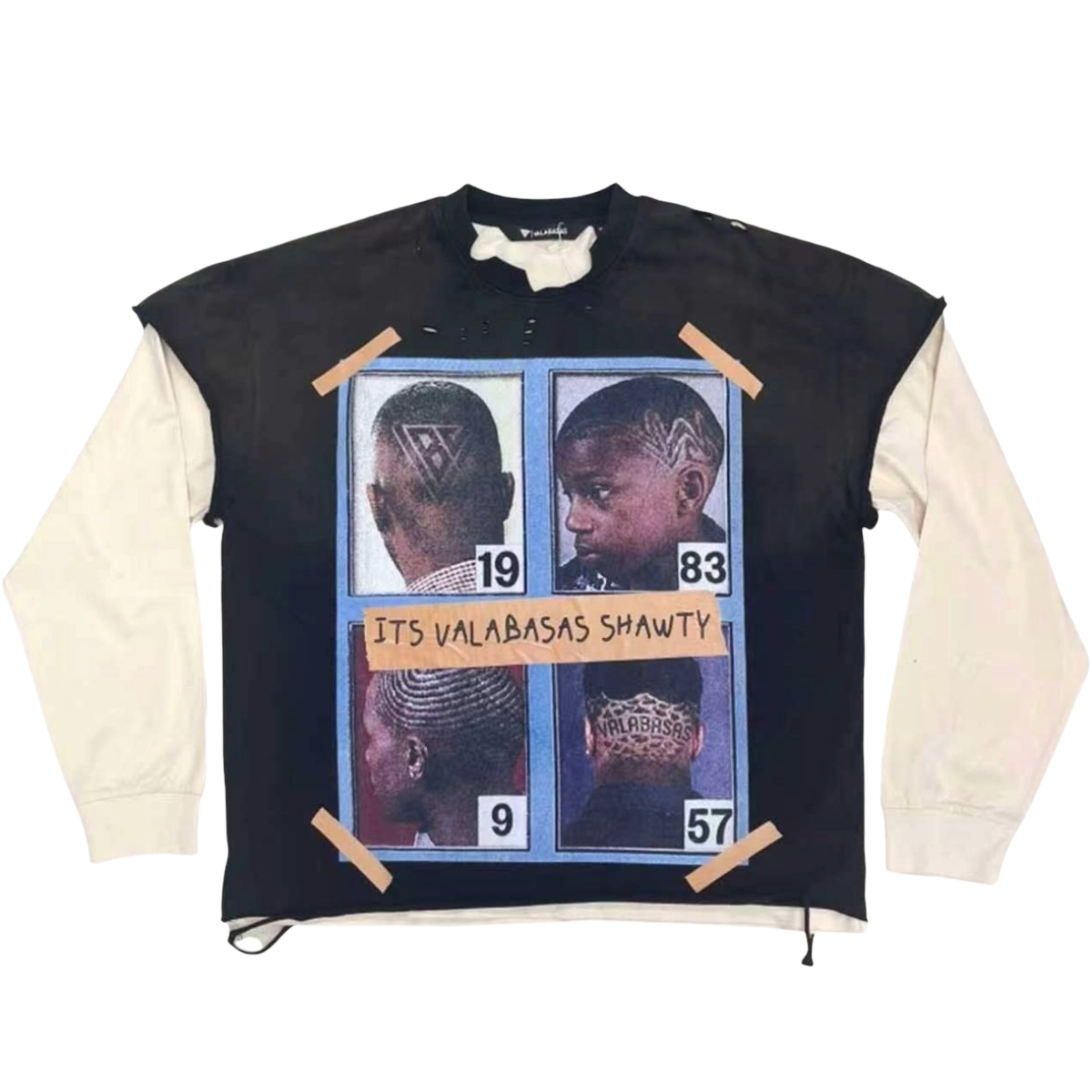 VALABASAS 'SHAWTY' LS LAYERED TEE (BLK)
