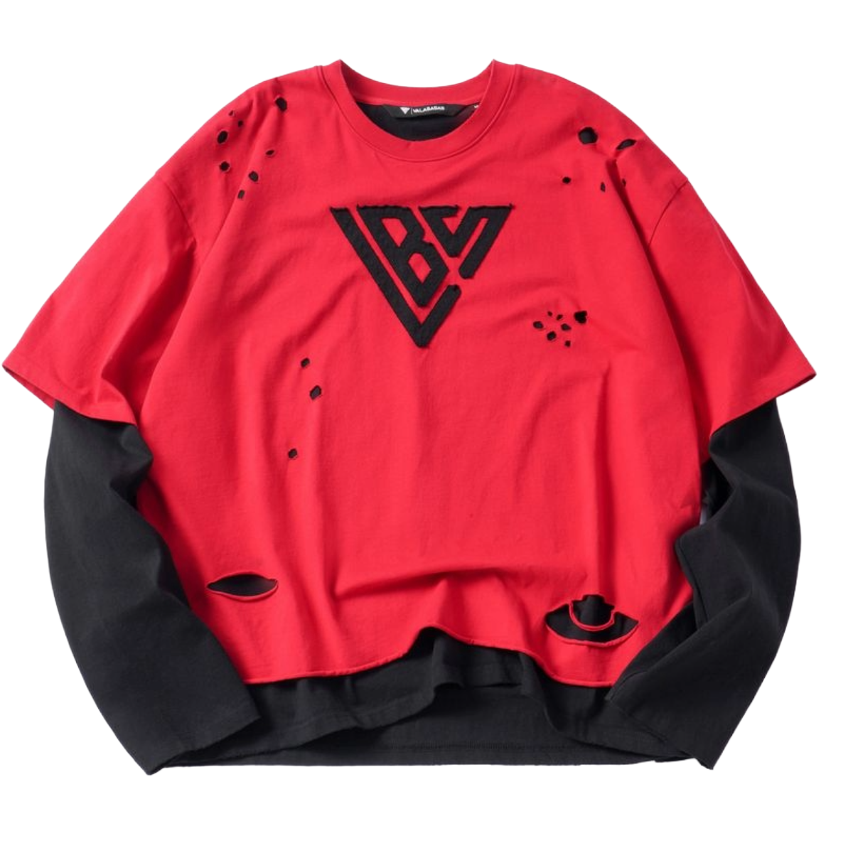 VALABASAS 'DISTRESSED' LS TEE (RED)