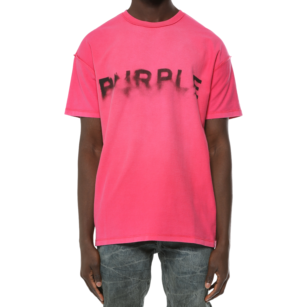 PURPLE TEXTURED INSIDE OUT SS TEE (HT PNK)
