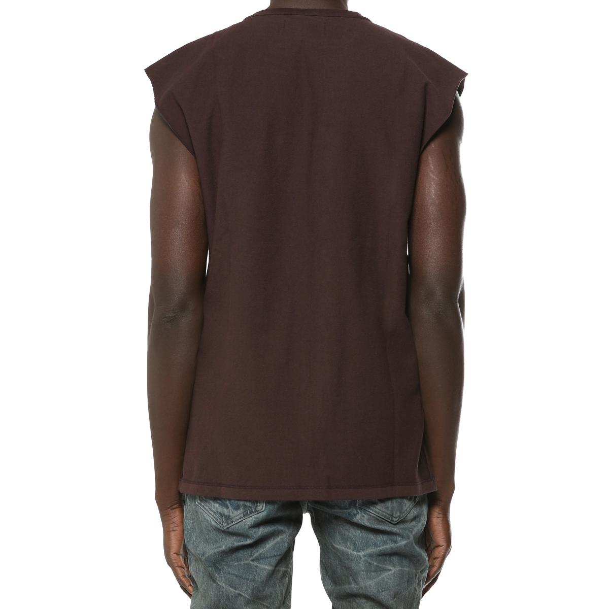 PURPLE TEXTURED SLEEVELESS TEE (BRWN)