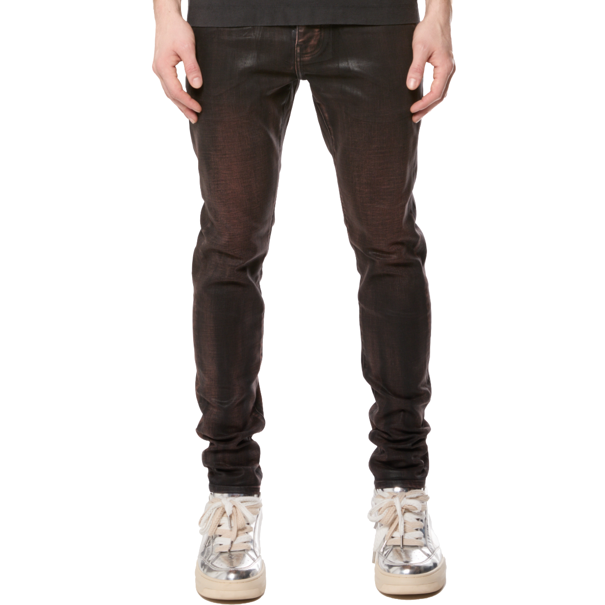 PURPLE SKINNY SPLATTERED INK DENIM (BRWN)