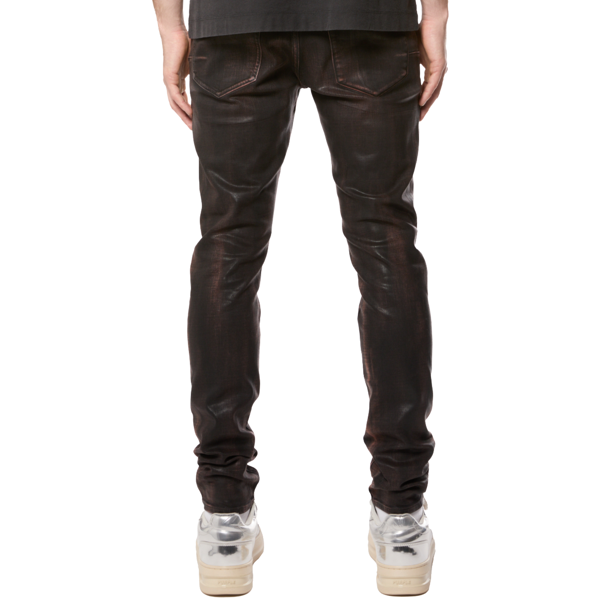 PURPLE SKINNY SPLATTERED INK DENIM (BRWN)
