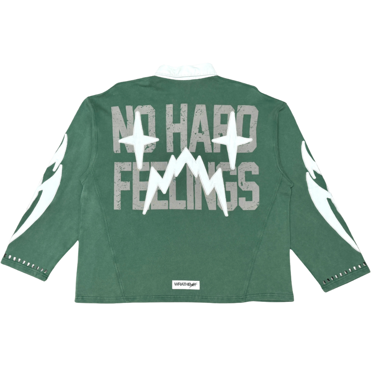 WB 'NO HARD FEELINGS' LS RUGBY SHIRT (GRN)