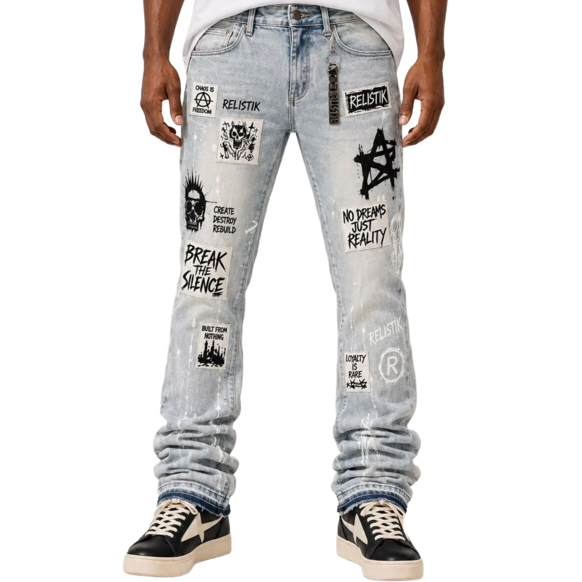 REELISTIK 'BREAK THE SILENCE' STACKED PATCHED DENIM (BLU)